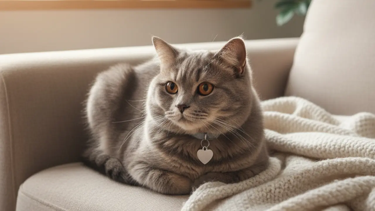 Adorable grey cat relaxing indoors, inspiring unique name ideas for beloved pets.