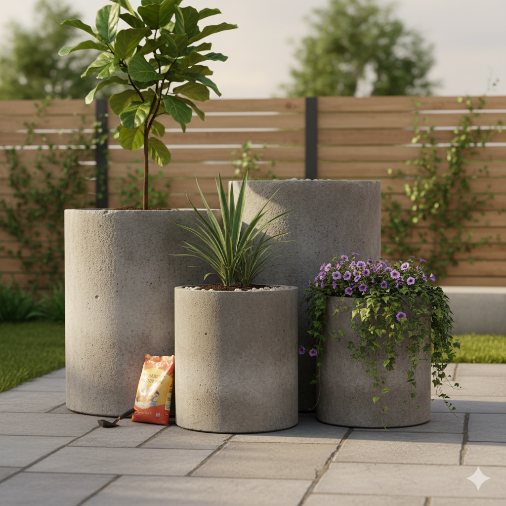 Concrete Pipe Planters
