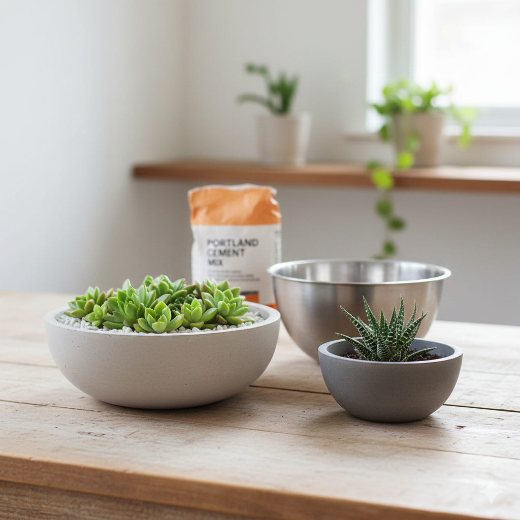 DIY Cement Bowl Planters