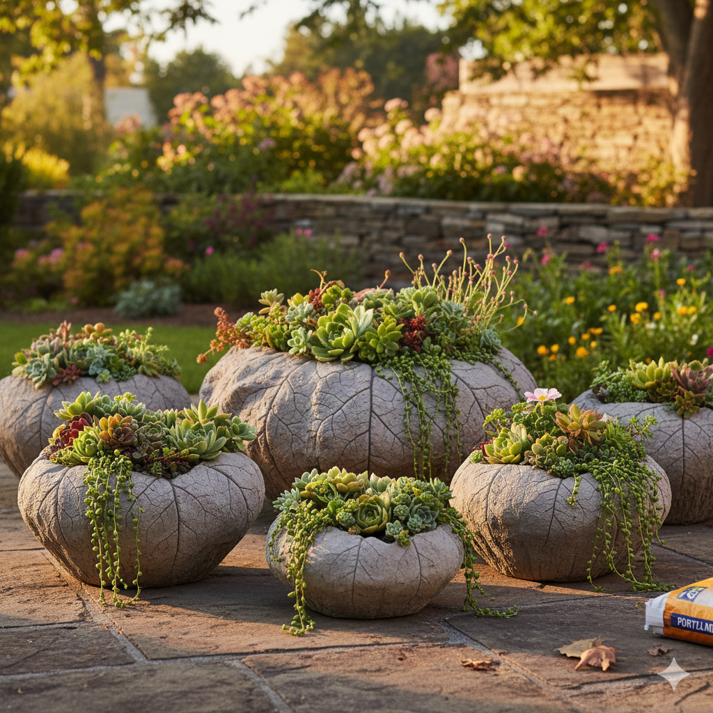 DIY Cement Leaf Mold Planter