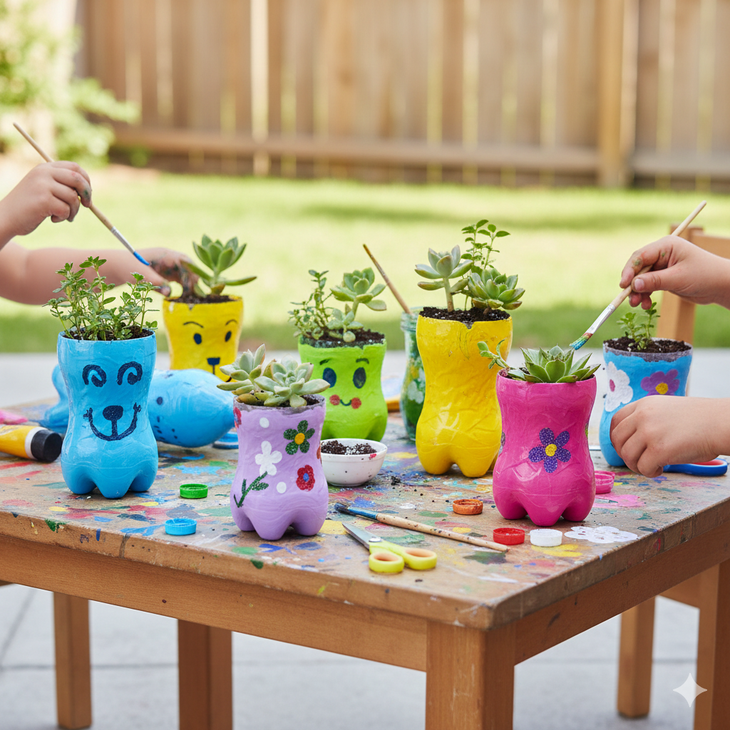 Upcycled Plastic Bottle Planters