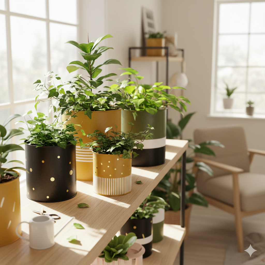 Upcycled Tin Popcorn Bucket Planter