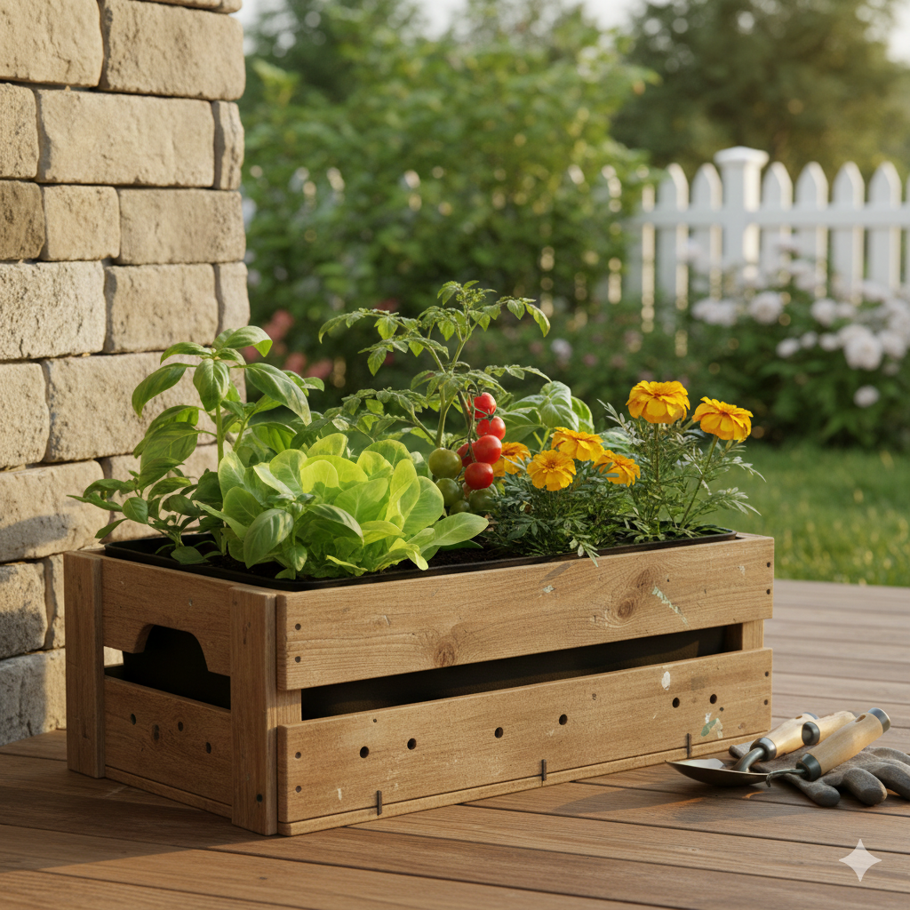 Wooden Crate Planter Box